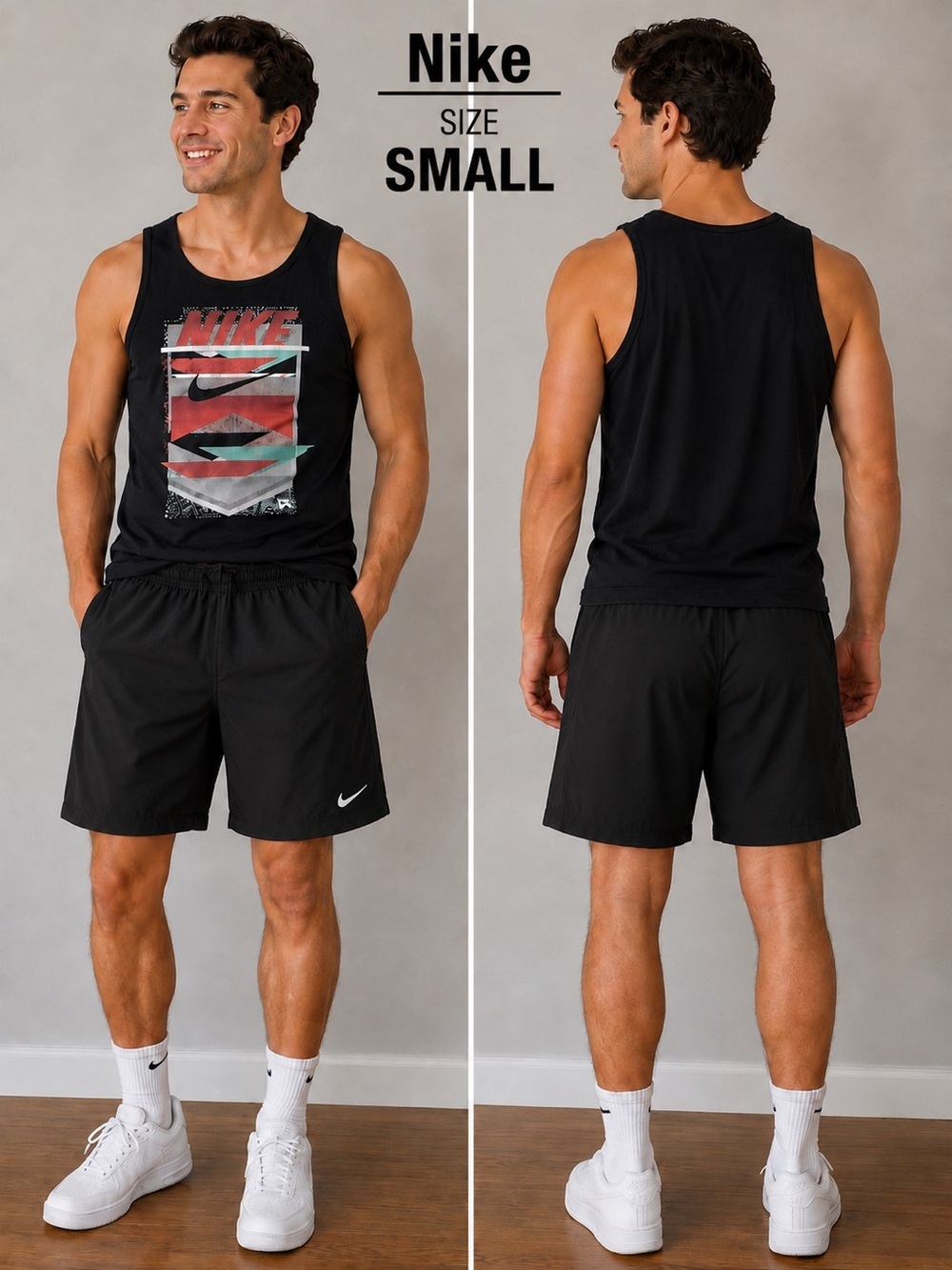 Nike Graphic Tank Top Men’s Size Small Black Sleeveless Athletic Casual Shirt